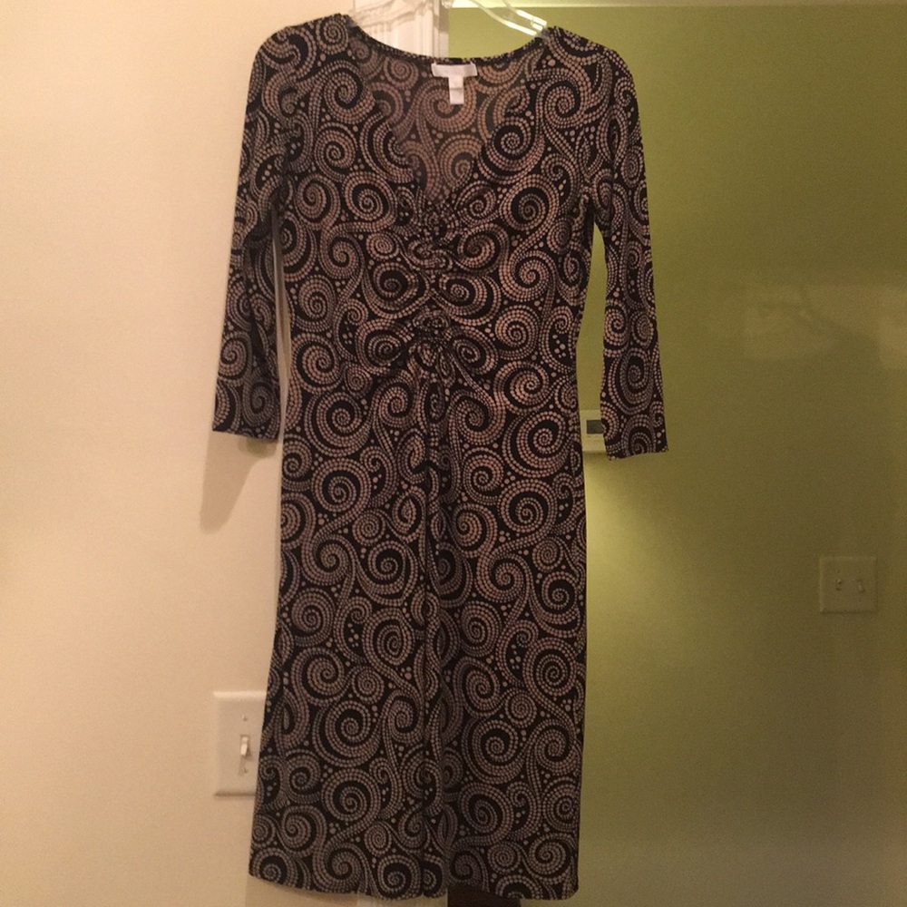 Nylon square sleeve dress with cinched front